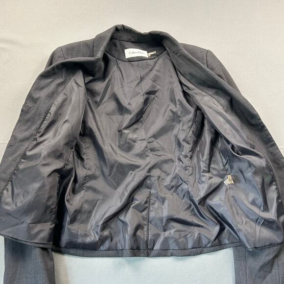 Calvin Klein Blazer Two Button Lux Blazer Dark Charcoal Gray 2 Lined Officerwear - Picture 8 of 9